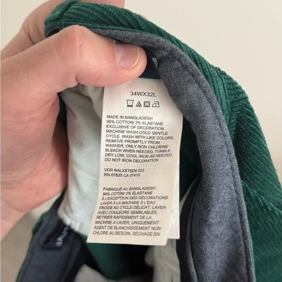 Green Nautica Corduroy Pants - Picture 4 of 4